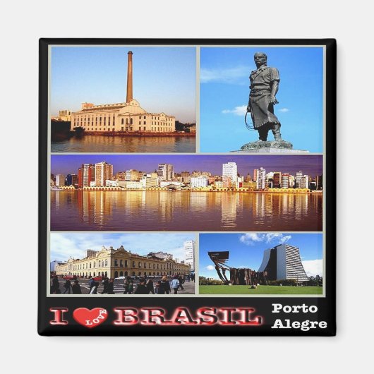 zBR029 BRAZIL I Love, Porto Alegre，モザイク，冷蔵庫 マグネット (正面)