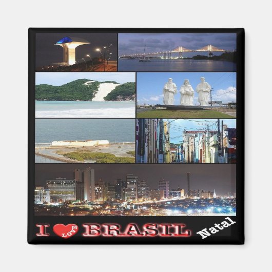 zBR030 BRAZIL I Love,ナタール,モザイク,冷蔵庫 マグネット (正面)