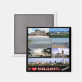 zBR033 BRZIL I Love，モザイク，マナウス，冷蔵庫 マグネット (正面/裏面)