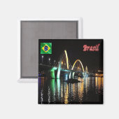 zBR044 BRASILIA,JK Bridge by Night,ブラジル,冷蔵庫 マグネット (正面/裏面)