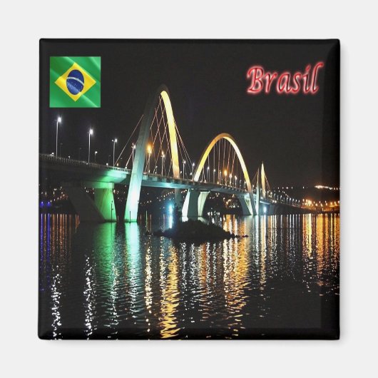 zBR044 BRASILIA,JK Bridge by Night,ブラジル,冷蔵庫 マグネット (正面)