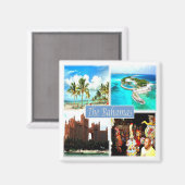 zBS004バハマモザイク，アメリカ，冷蔵庫 マグネット (正面/裏面)