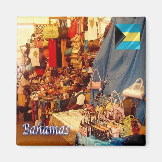 zBS006 BAHAMAS, Straw Market，アメリカ，冷蔵庫 マグネット (正面)