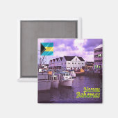 zBS007 NASSAU、パノラマ、バハマ、アメリカ、冷蔵庫 マグネット (正面/裏面)