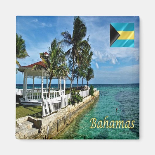 zBS012 BAHAMAS，パノラマ，アメリカ，冷蔵庫 マグネット (正面)