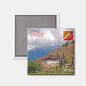 zBT006 DZONG in the Paro Valley，ブータン，冷蔵庫 マグネット (正面/裏面)