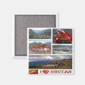 zBT007 I Love BHUTAN，アジア，冷蔵庫 マグネット (正面/裏面)