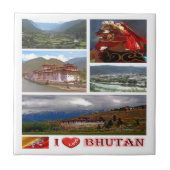 zBT007 I Love BHUTAN, Asia, タイル (正面)