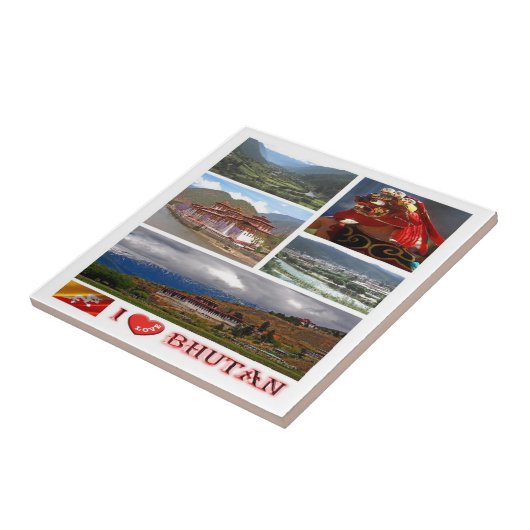 zBT007 I Love BHUTAN, Asia, タイル (側面)
