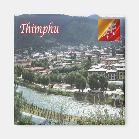 zBT008 THIMPHU，ブータン，アジア，冷蔵庫 マグネット (正面)