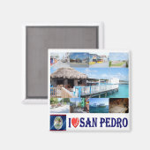 zBZ003 SAN PEDRO TOWN I Love,モザイク,冷蔵庫 マグネット (正面/裏面)