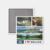zBZ004 BELIZE I Love, Mosaic, America,冷蔵庫 マグネット (正面/裏面)