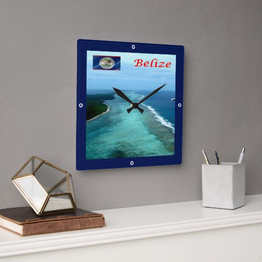 zBZ005 BELIZE Barrier Reef,アメリカ, スクエア壁時計 (オフィス)