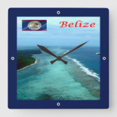 zBZ005 BELIZE Barrier Reef,アメリカ, スクエア壁時計 (正面)