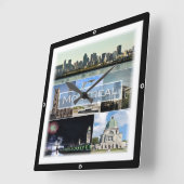 zCA010 MONTREAL，モザイク，カナダ，アメリカ， スクエア壁時計 (傾斜)