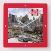 zCA024 MONTREAL Panorama,カナダ, スクエア壁時計 (正面)