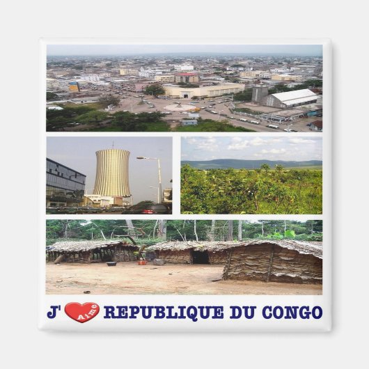 zCG003 REPUBLIC OF THE CONGO I Love,モザイク冷蔵庫 マグネット (正面)