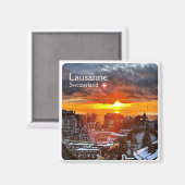 zCH013 LAUSANNEスイス、冷蔵庫 マグネット (正面/裏面)