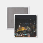 zCH018 SAINT-MORITZ la nuit Swiss、冷蔵庫用マグネット マグネット (正面/裏面)
