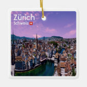 zCH021チューリッヒ・スイス， セラミックオーナメント (正面)