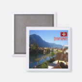 zCH026 INTERLAKENスイス – 冷蔵庫用マグネット マグネット (正面/裏面)