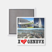 zCH032 GENEVE I Love Switzerland,冷蔵庫用マグネット マグネット (正面/裏面)