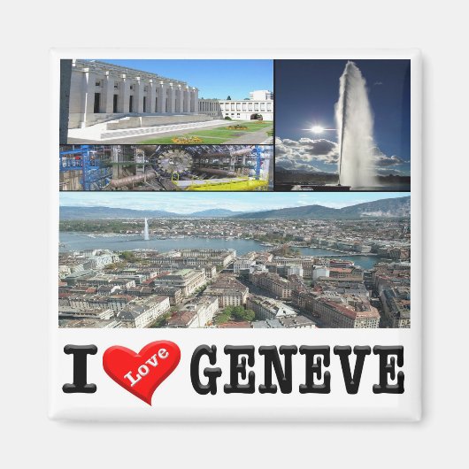 zCH032 GENEVE I Love Switzerland,冷蔵庫用マグネット マグネット (正面)
