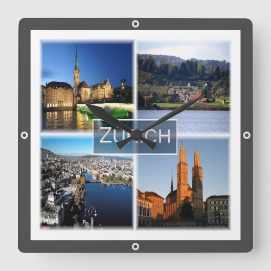 zCH046 ZURICHスイススイス, スクエア壁時計 (正面)