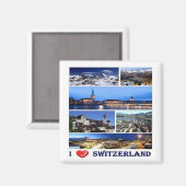 zCH049 I LOVEスイス – 冷蔵庫用マグネット マグネット (正面/裏面)