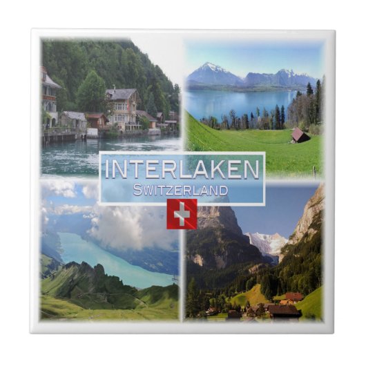 zCH051 INTERLAKEN LAKE Thun Thunerse Swiss, タイル (正面)