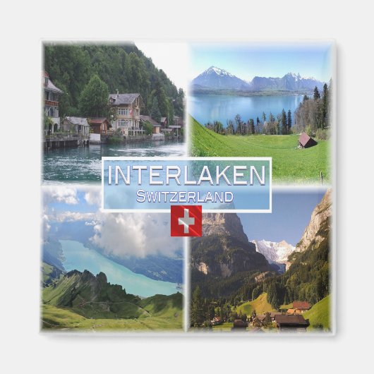 zCH051 INTERLAKEN Lake Thun Thunerse Swiss、冷蔵庫 マグネット (正面)