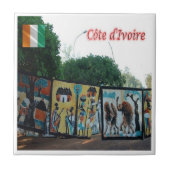 zCI004アイボリーコースト、ろうけつ染めヤクロ、アフリカ、 タイル (正面)