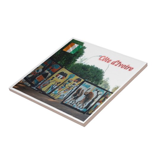 zCI004アイボリーコースト、ろうけつ染めヤクロ、アフリカ、 タイル (側面)