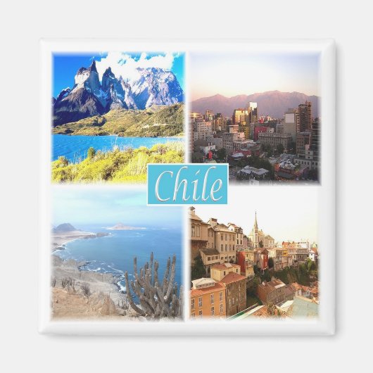 zCL004 CHILE, Mosaic, America,冷蔵庫 マグネット (正面)