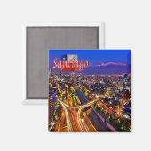 zCL019 SANTIAGO，夜景，チリ，冷蔵庫 マグネット (正面/裏面)