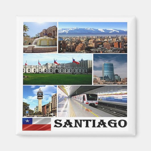 zCL021 SANTIAGO, Mosaic, Chile, America,冷蔵庫 マグネット (正面)