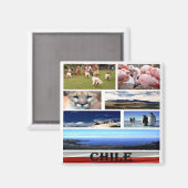 zCL024 CHILE, Mosaic, America,冷蔵庫 マグネット (正面/裏面)