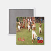 zCL025 CHILE、Dancers Easter Island、冷蔵庫 マグネット (正面/裏面)