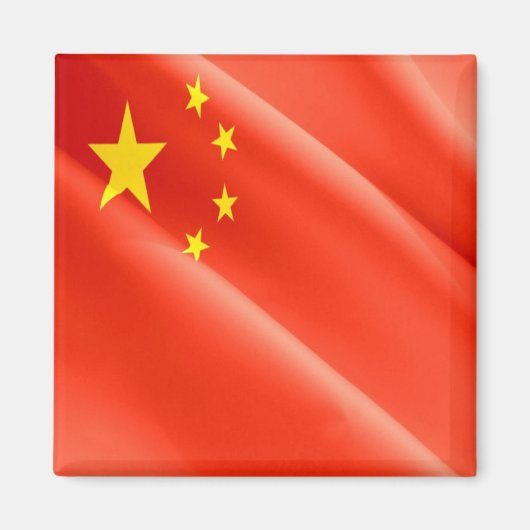 zCN002なびく中国の国旗の中国PRC、冷蔵庫 マグネット (正面)