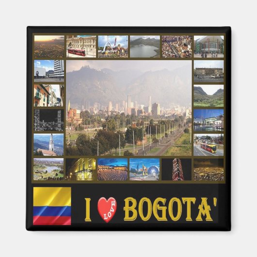 zCO004 BOGOTA' I Love, Mosaic, America,冷蔵庫 マグネット (正面)
