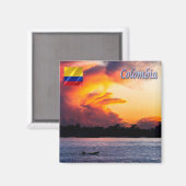 zCO009 COLOMBIA, Sunset on the Amazon,冷蔵庫 マグネット (正面/裏面)