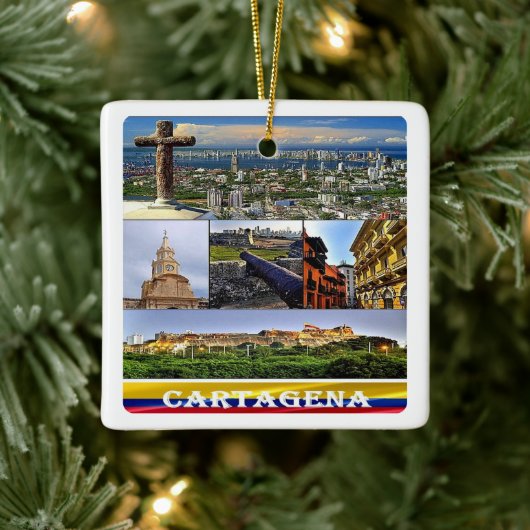 zCO07 CARTAGENAモザイク，コロンビア， セラミックオーナメント (ツリー)