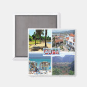 zCU002 CUBA, Mosaic, America,冷蔵庫 マグネット (正面/裏面)