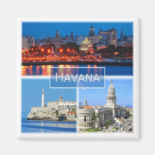 zCU003 HAVANA,モザイク,キューバ,アメリカ,冷蔵庫 マグネット (正面)