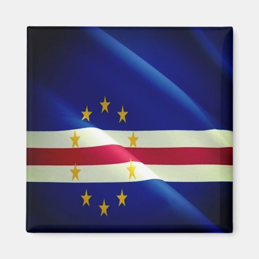 zCV002 CAPE VERDE、なびく国旗、アフリカ、冷蔵庫 マグネット (正面)