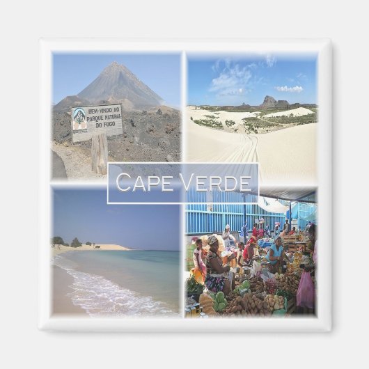 zCV24 CAPE VERDE，モザイク，アフリカ，冷蔵庫 マグネット (正面)