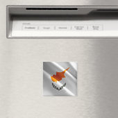 zCY002なびくキプロス国旗、キプロス、冷蔵庫 マグネット (インサイチュ (食洗機))
