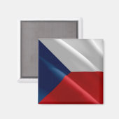 zCZ002なびくチェコ国旗、冷蔵庫 マグネット (正面/裏面)