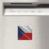 zCZ002なびくチェコ国旗、冷蔵庫 マグネット (インサイチュ (食洗機))