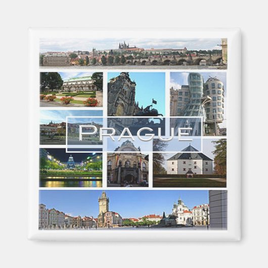 zCZ004プラハチェコ – 冷蔵庫 マグネット (正面)